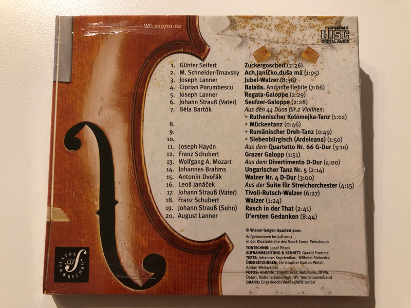 ''Zuckergoscher!'' - Wiener Geigen Quartett / Wiener Geigen Quartett Audio CD 2001 / WG 010701-02