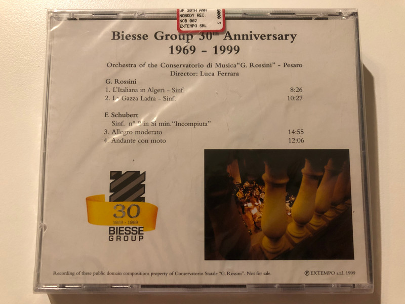 Biesse Group 30th Anniversary 1969-1999 / Classical Music Concert / Music By Rossini E Schubert / Director: Luca Ferrara / Conservatorio Di Musica ''G. Rossini'' - Pesaro, Istituto Di Alta Cultura / Extempo Audio CD 1999