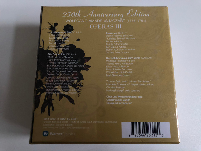 Mozart - 250th Anniversary Edition - Operas III: La Clemenza di Tito, Die Zauberflöte, Idomeneo, Die Entführung Aus Dem Serail / Mozartorchester des Opernhauses Zurich / Warner Classics 9x Audio CD 2005 / 2564 62331-2