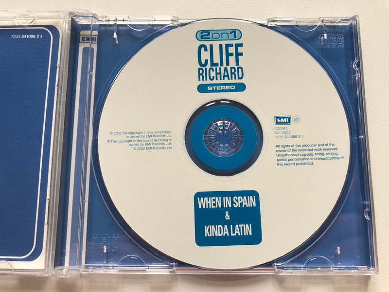 Cliff Richard – 2on1 - When In Spain & Kinda Latin / EMI Audio CD 2002 Stereo / 724354108624
