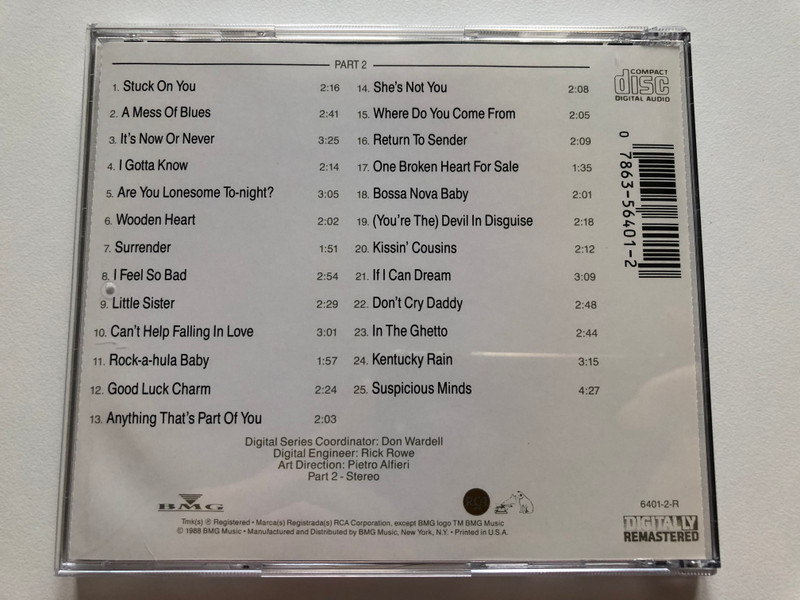 Elvis – 50 Worldwide Gold Award Hits, Volume 1, Part 2 / RCA Audio CD 1988 / 6401-2-R