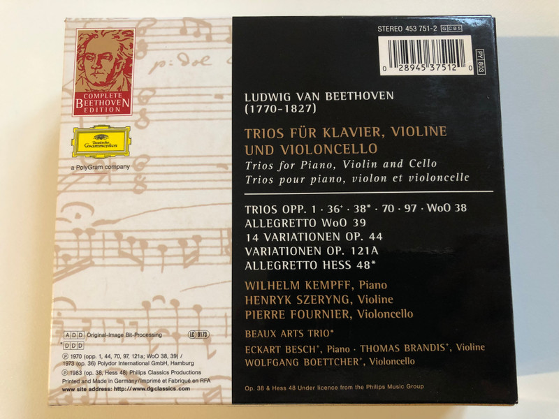 Beethoven - Piano Trios - Vol. 9 / Complete Beethoven Edition / Deutsche Grammophon 5x Audio CD Stereo / 453 751-2