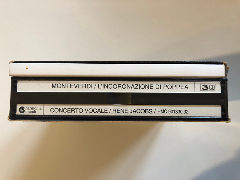 Monteverdi - L'Incoronazione di Poppea / Danielle Borst, Guillemette Laurens, Axel Kohler, Jennifer Larmore, Michael Schopper, Lena Lootens / Concerto Vocale - René Jacobs / Harmonia Mundi 3x Audio CD 1990 / HMC 901330.32