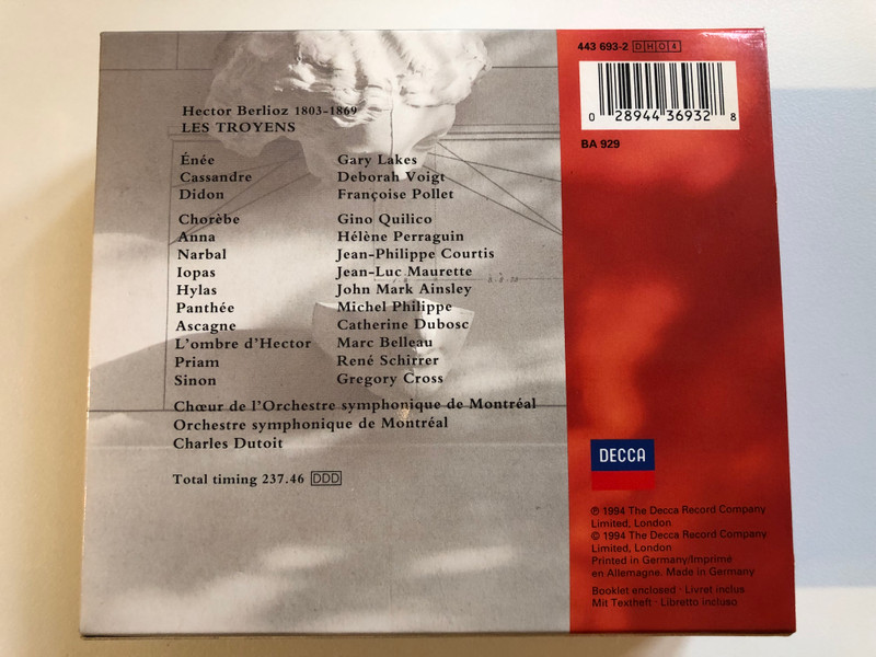 Berlioz - Les Troyens - Lakes, Pollet, Voigt, Quilico, Courtis, Perraguin, Ainsley, Chœur Et Orchestre Symphonique De Montréal, Dutoit / Decca 4x Audio CD 1994 / 443 693-2