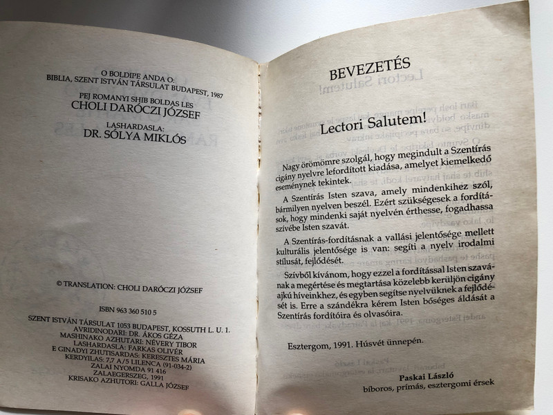 Gypsy Gospel of Matthew with Study notes / Lovári Cigány Máte Evangéliuma magyarázattal / O Svunto Evandyeliomo Sar O Mathe Ramosardya Les / Translator: Choli Daroczi Jozsef (9789633605103)