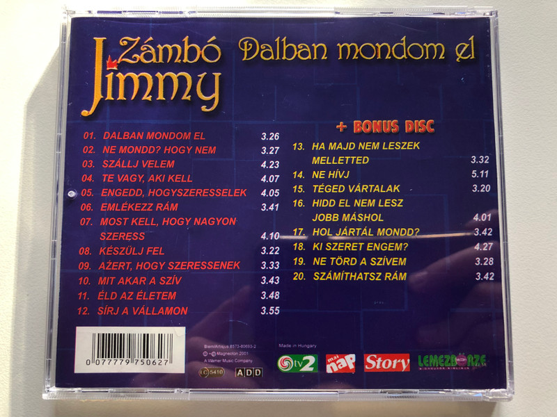 Zambo Jimmy - Dalban mondom el + Bonus Disc / Magneoton 2x Audio CD 2001 / 0077779750627 
