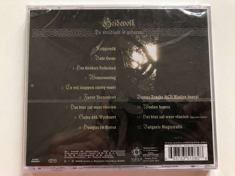 Heidevolk – De Strijdlust Is Geboren / Napalm Records Audio CD 2008 / NPR 246