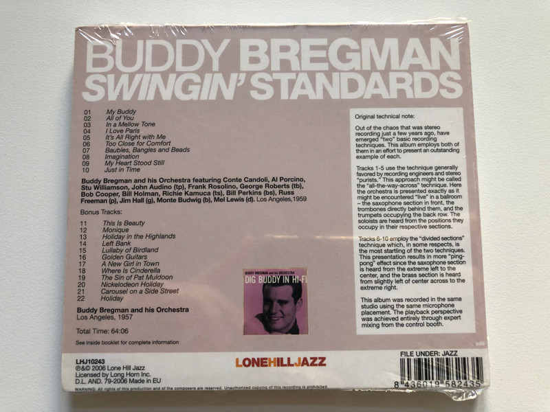  The Buddy Bregman Orchestra – Swingin' Standards  Lone Hill Jazz CD Audio 2006 (8436019582435)