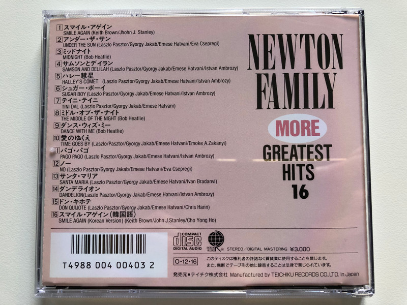 Newton Family – More Greatest Hits 20  Overseas Records CD Audio 1987 (T4988004004032 )