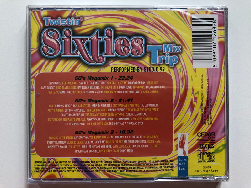Twistin' Sixties Mix Trip / Performed by Studio 99 / Swingin' Mixes Feature... Fire, Satisfaction, Pinball Wizard, Hey Jude, Lets Dance, I Get Around / Going For A Song Audio CD / GFS268