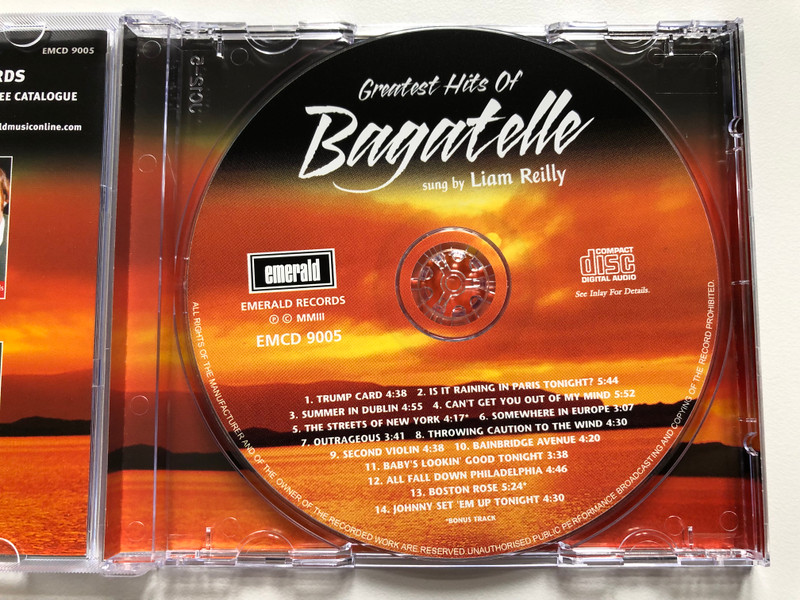 Greatest Hits Of Bagatelle Sung By Liam Reilly / Including: Trump Card, Summer In Dublin, Second Violin, Plus 2 Bonus Tracks and many more... / Emerald Audio CD / EMCD 9005