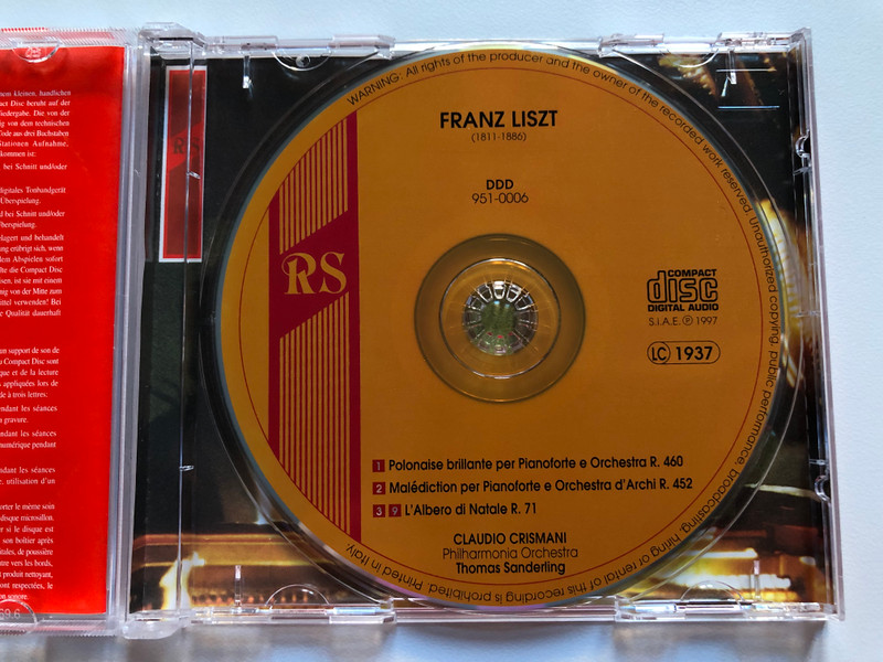 Franz Liszt L'Albero di Natale  Darpro Audio CD 1997 
