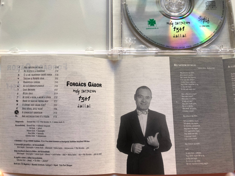 Forgács Gábor – Még Tartozom 13+1 Dallal / Szeki Graf Audio CD 1998 / SZ006
