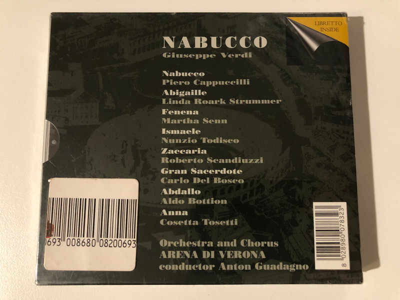 Nabucco - Giuseppe Verdi / Complete Opera - 2 CD / Orchestra And Chorus Arena Di Verona, P. Cappuccilli, L. Roark-Strummer, M. Senn, N. Todisco, R. Scandiuzzi, cond. Anton Guadagno / Azzurra Music 2x Audio CD / GI124/2