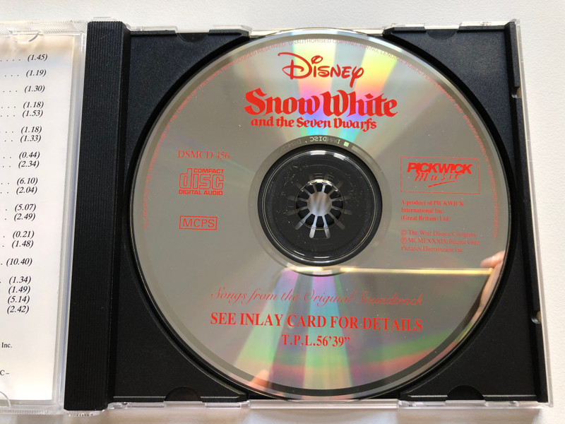 Adriana Caselotti, Harry Stockwell – Snow White And The Seven Dwarfs / Pickwick Music Audio CD 1989