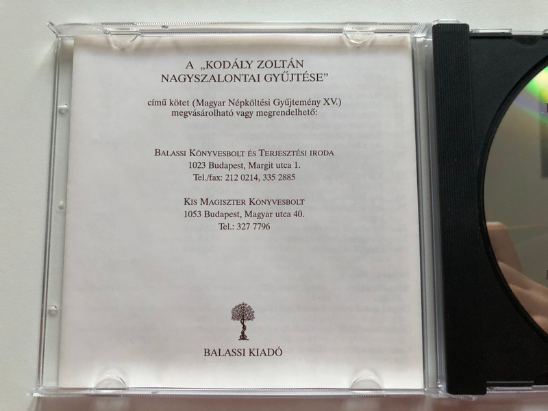 Fonográf-Felvételek Kodály Zoltán Nagyszalontai Gyűjtéséről = Songs On Phonograph Cylinders From The Nagyszalonta Collection By Zoltán Kodály / Balassi Kiadó Audio CD / B. 992