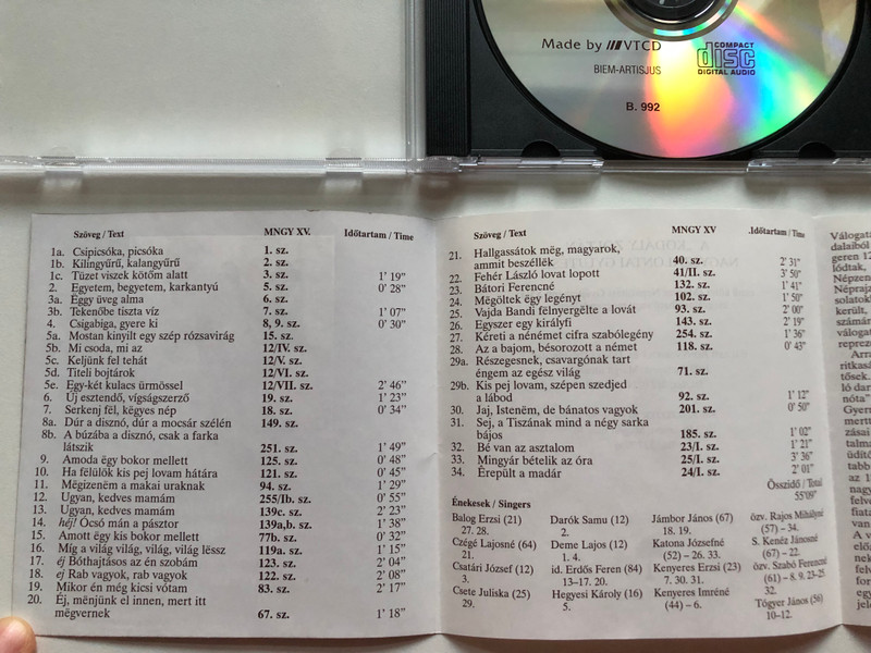 Fonográf-Felvételek Kodály Zoltán Nagyszalontai Gyűjtéséről = Songs On Phonograph Cylinders From The Nagyszalonta Collection By Zoltán Kodály / Balassi Kiadó Audio CD / B. 992