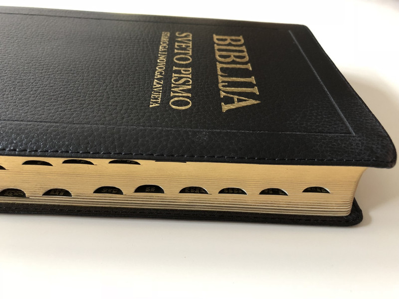 Biblija - Sveto Pismo / Holy Bible in Croatian Language / Leather Bound / Black / Golden Edges and Thumb index (9789532351514)
