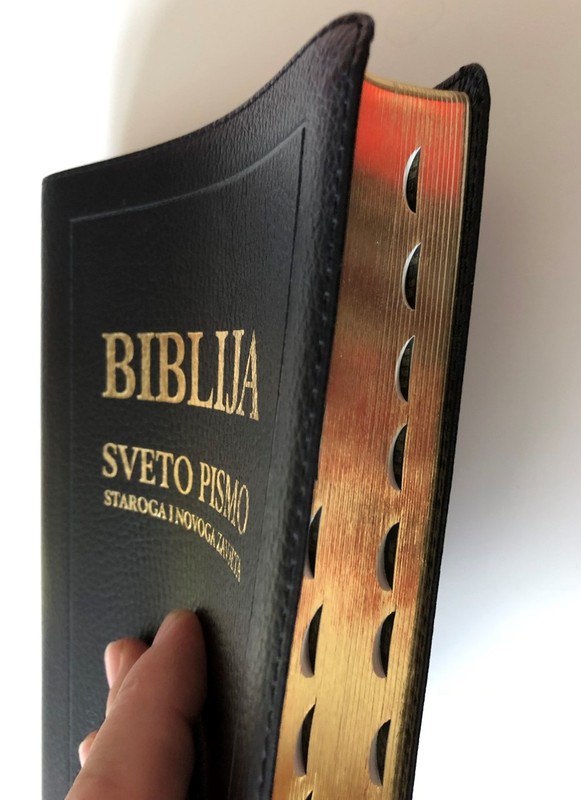 Biblija - Sveto Pismo / Holy Bible in Croatian Language / Leather Bound / Black / Golden Edges and Thumb index (9789532351514)