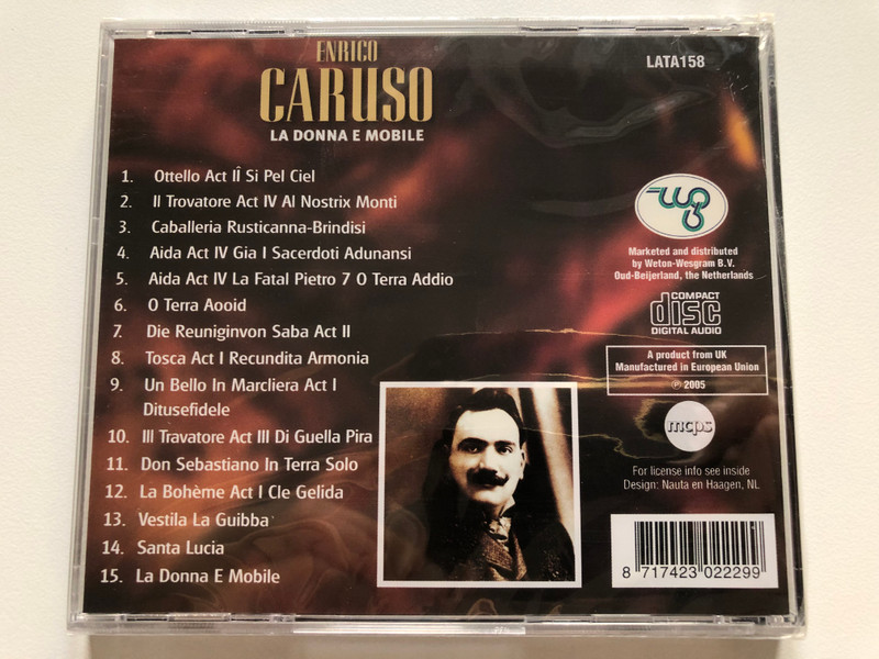 Enrico Caruso La Donna E Mobile  MCPS Audio CD 2005