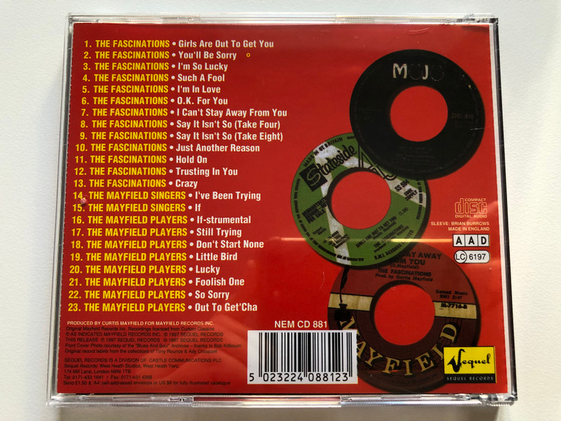 The Fascinations With Special Guests The Mayfield Singers & Players – ...Out To Getcha!  Sequel Records Audio CD 1997