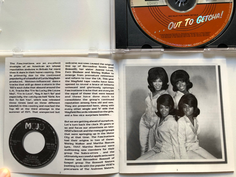 The Fascinations With Special Guests The Mayfield Singers & Players – ...Out To Getcha!  Sequel Records Audio CD 1997