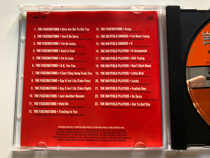 The Fascinations With Special Guests The Mayfield Singers & Players – ...Out To Getcha!  Sequel Records Audio CD 1997