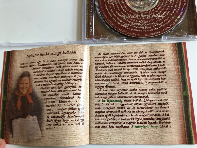 Elment a madarka - Nyisztor Ilona / ETNOFON Records Hungary Audio CD 2003 / ED-CD 057