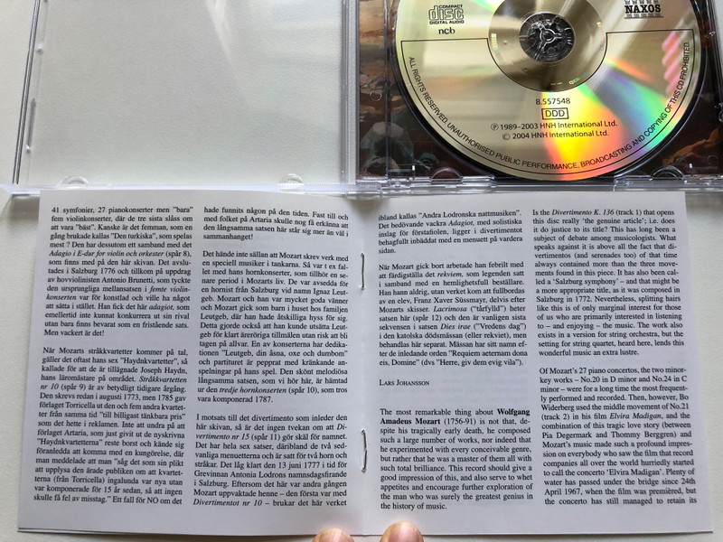 Mozart For Meditation / Naxos Audio CD 2004 / 8.557548