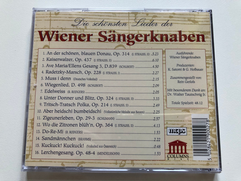 Die Schönsten Lieder Der - Wiener Sängerknaben / Columns Disc Audio CD / PRCD 290027