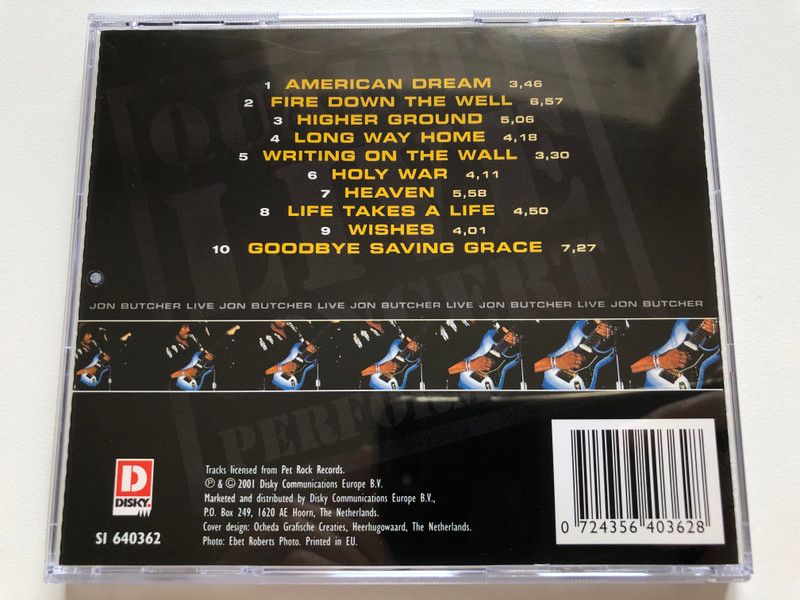 Jon Butcher – American Dream / Quality Live Concert Performance / Disky Audio CD 2001 / SI 640362 