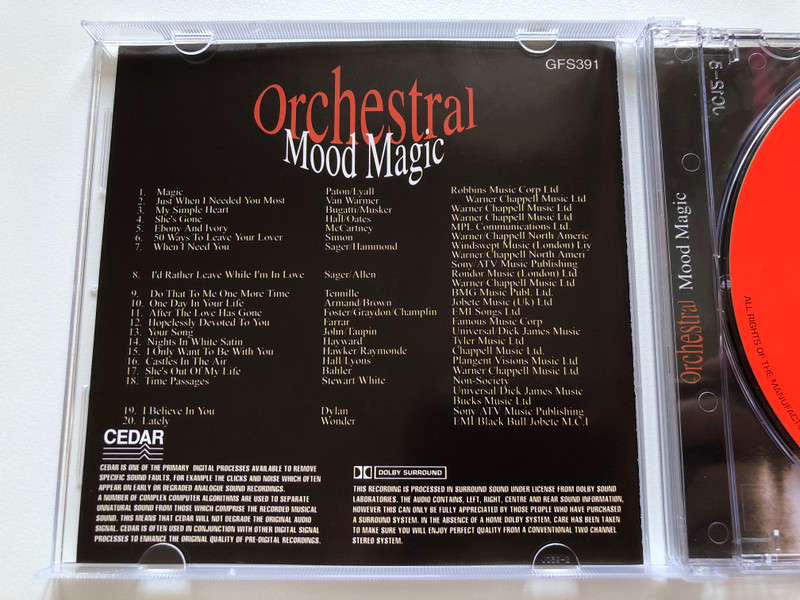 London Symphony Orchestra – Orchestral Mood Magic / 20 all-time favourites, especially arranged for orchestra - Nights In White Satin, Lately, She's Out Of My Life, 50 Ways To Leave Your Lover, and many more / Going For A Song Audio CD / GFS391