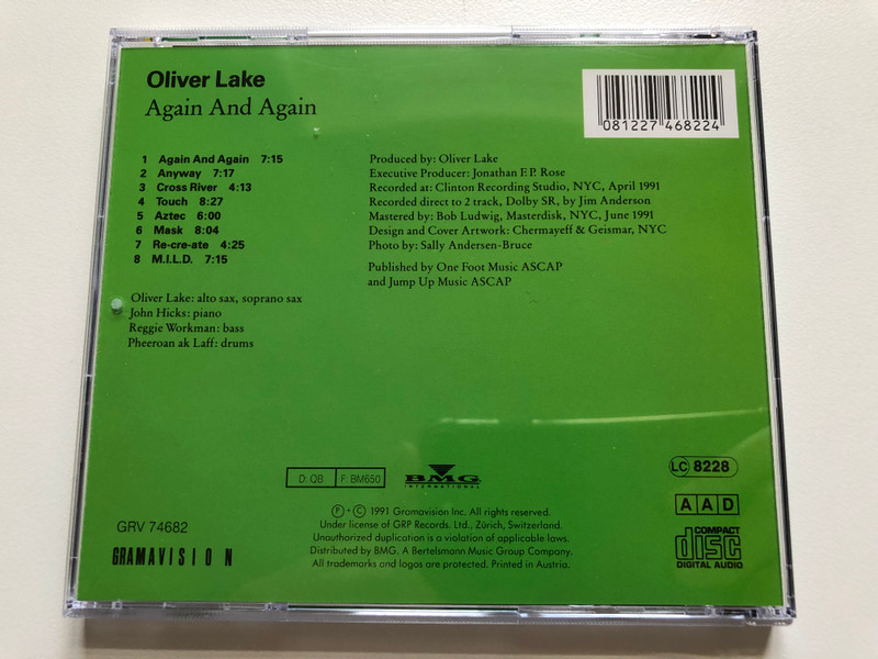 Oliver Lake – Again And Again / Gramavision Audio CD 1991 / GRV 74682
