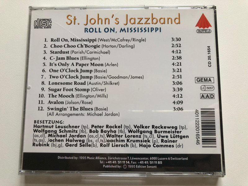 St. John's Jazzband - Roll On, Mississippi / C-Jam Blues, One O' Clock Jump, It's Only A Paper Moon, Choo Choo Ch'Boogie, u.a. / Digital Remastered Jazz Edition / Pastels Audio CD 1995 / CD 20.1654