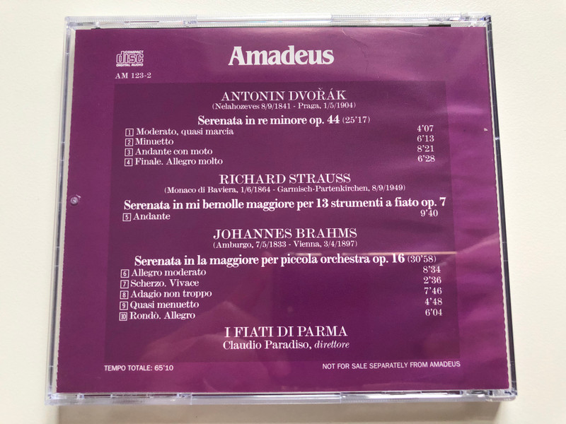 Dvorak R. Strauss Brahms Serenate  Paragon Audio CD 2000
