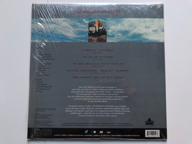 Various – The Dream Is Alive (A Window Seat On The Space Shuttle)  LaserDisc CD Video 1990 (724117901967
