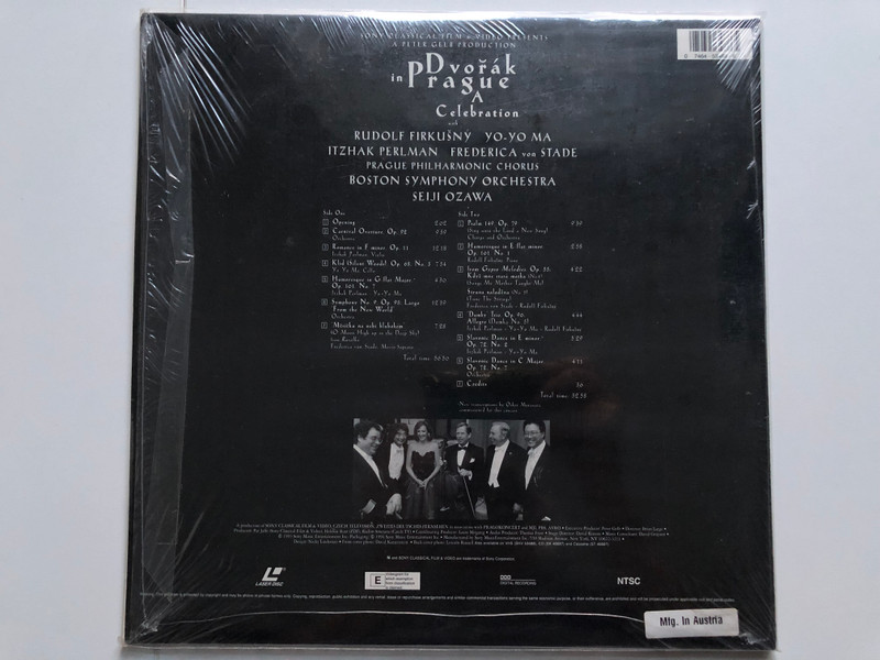  Antonín Dvořák, Rudolf Firkušný, Yo-Yo Ma, Itzhak Perlman, Frederica von Stade, Boston Symphony Orchestra, Seiji Ozawa – Dvorak In Prague (A Celebration)  LaserDisc CD Video 1994 (07464534886