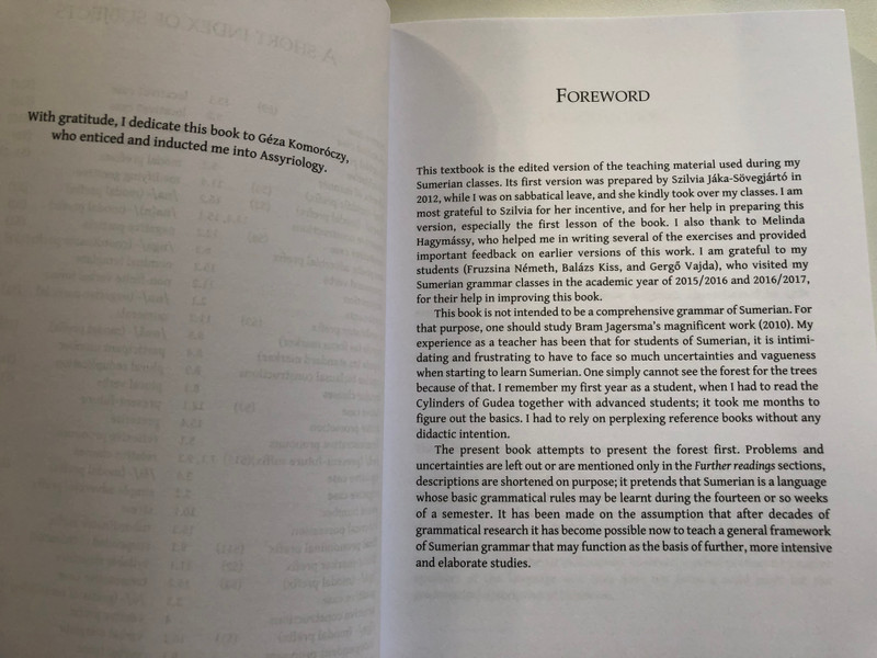 An Introduction to the Grammar of Sumerian  Gábor Zólyomi  ELTE BTK  2017 (9789632848440)