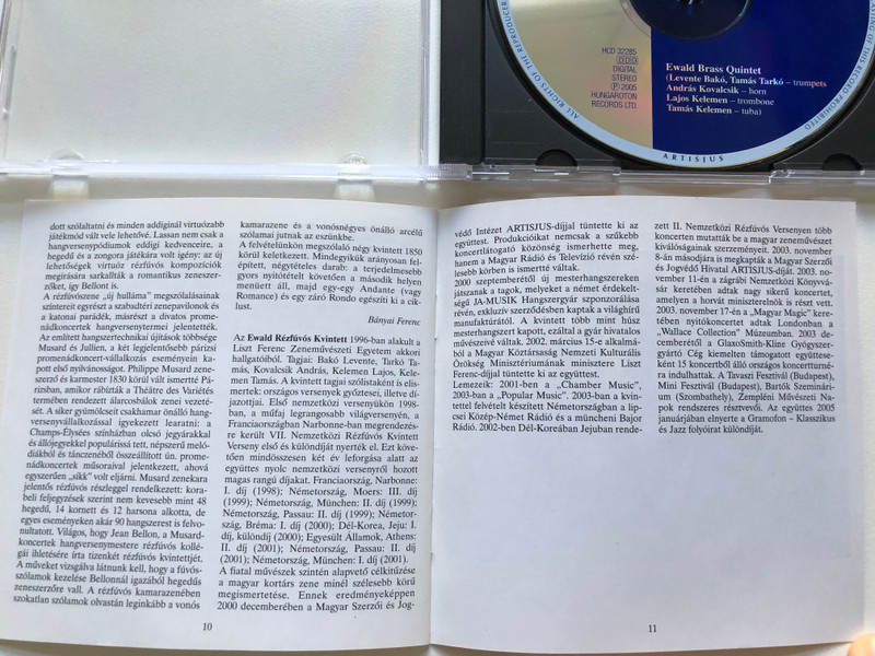 Jean-Francois-Victor Bellon - Four Brass Quintets - Ewald Brass Quintet / Hungaroton Classic Audio CD 2005 Stereo / HCD 32285
