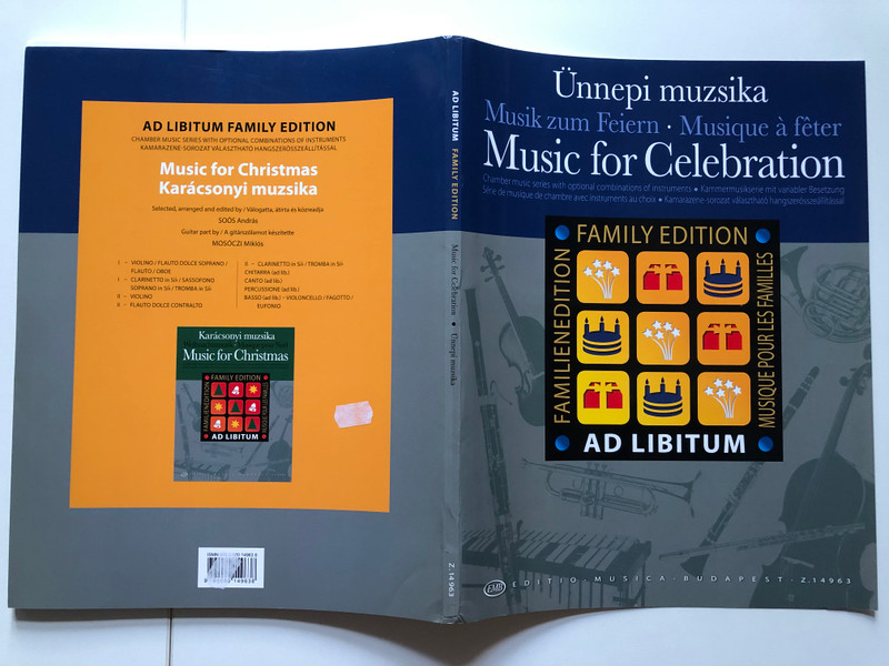 Music for Celebration, Chamber music series with optional combinations of instruments, score and parts / Soós András Guitar part by Mosóczi Miklós / Editio Musica Budapest Zeneműkiadó / 2016 (9790080149638)