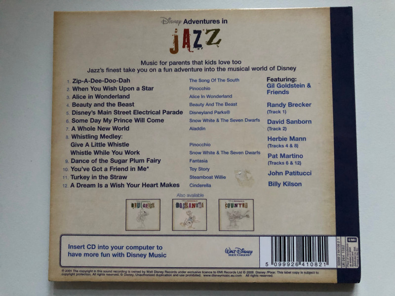 Disney Adventures in Jazz / Walt Disney Records Audio CD 2001 / 5099926410821