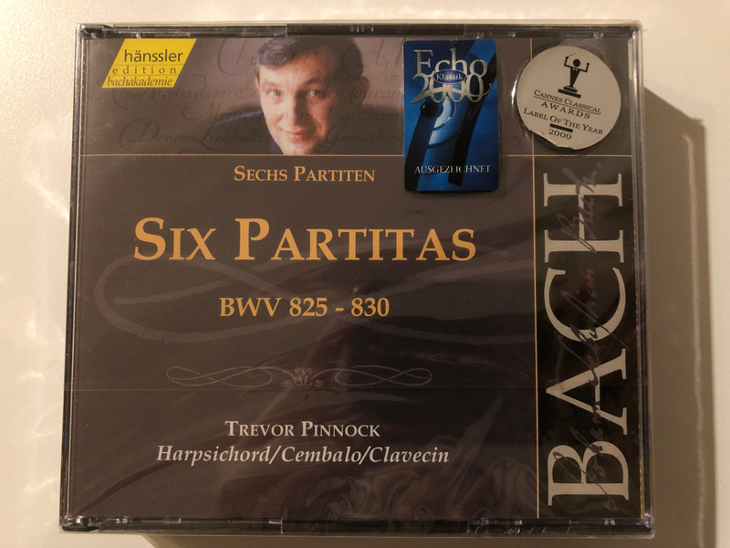 Johann Sebastian Bach - Six Partitas BWV 825-830 / Trevor Pinnock - harpsichord / Hänssler Edition Bachakademie / Hänssler Classic 2x Audio CD 2000 / CD 92.115