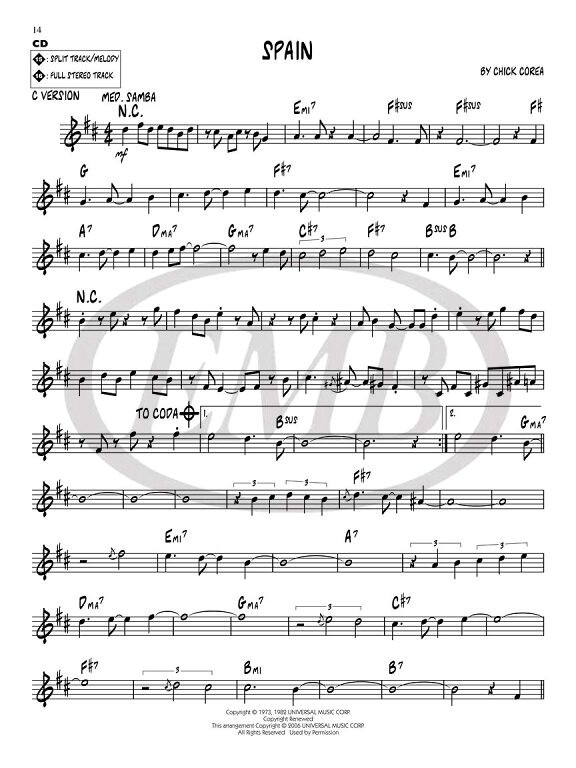 Jazz-Rock FUSION 9 favorit tunes - Jazz Play Along Book and CD - Volume 62., for Bb, Eb, C and Clef Instruments, Sheet music and CD / Hal Leonard / 2007