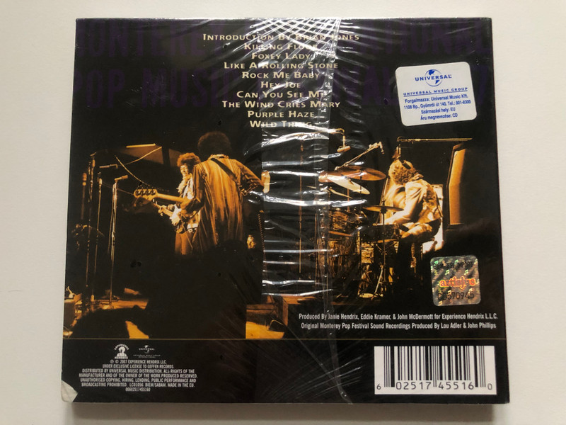 The Jimi Hendrix Experience – Live At Monterey / Hendrix's Historic 'U.S. Debut' Performance On CD / Legendary Performances of ''Killing Floor'', ''Hey Joe'' and ''Wild Thing'' / Experience Hendrix Audio CD 2007 / 0602517455160