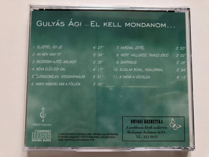 Gulyás Ági – El Kell Mondanom... / SeminArt CD Audio 1999 ( IFPI 3407