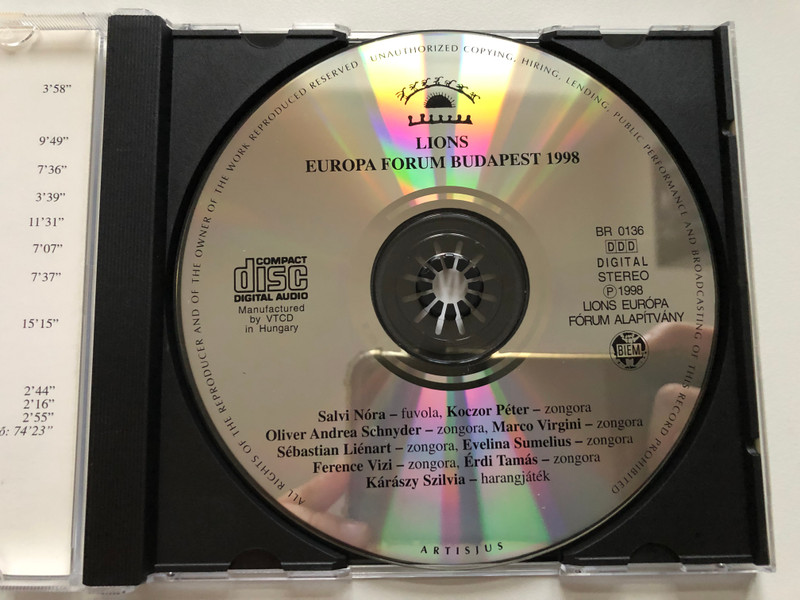 LIONS EUROPA FORUM Budapest 1998  MKB CD Audio 1998