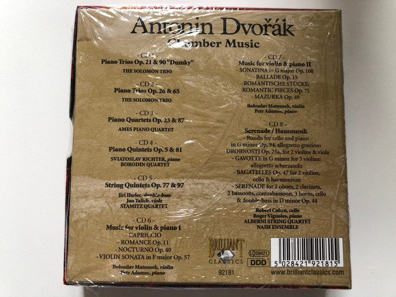 Dvořák – Chamber Music / Brilliant Classics 8x Audio CD, Box Set / 92181