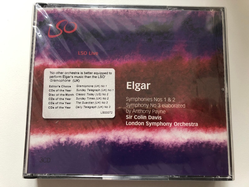 Elgar - Symphonies Nos 1 & 2; Symphony 3 Elaborated By Anthony Payne / Sir Colin Davis, London Symphony Orchestra / LSO Live 3x Audio CD 2005 / LSO0072