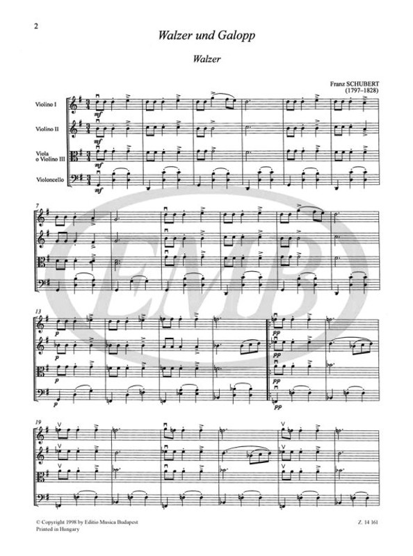 Romantic String Quartets in the First Position: Easy Chamber Music Score and Parts