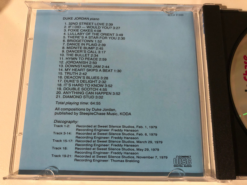 Duke Jordan - Solo Masterpieces - Volume 2 / SteepleChase Audio CD 1992 / SCCD 31300
